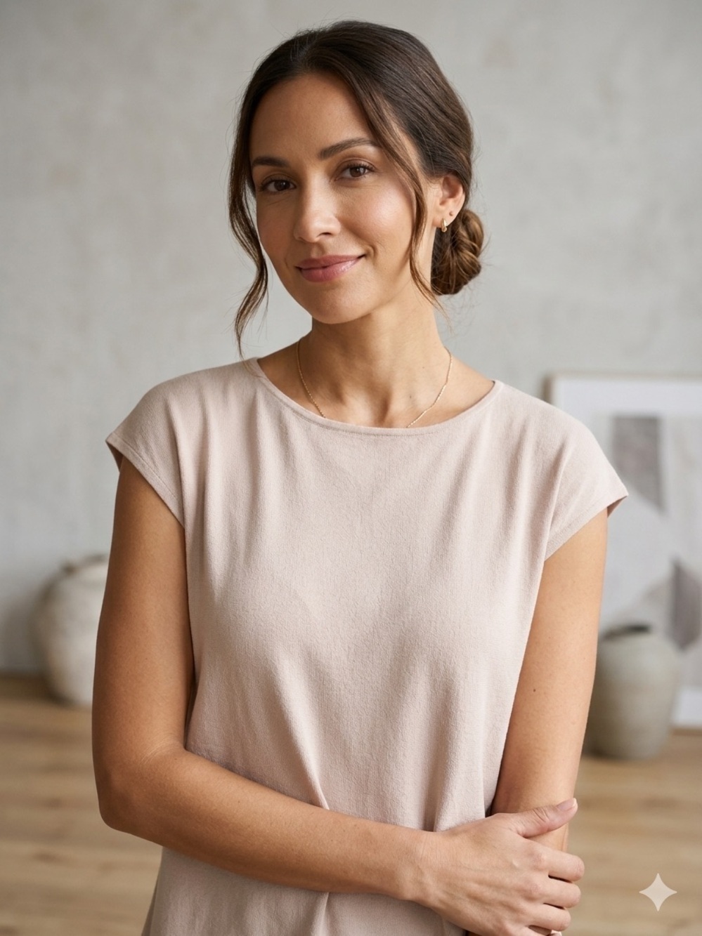 Wilfred Free | Aritzia | Fully Lined Juliger Blouse in Light Tan / Cream | Sz M